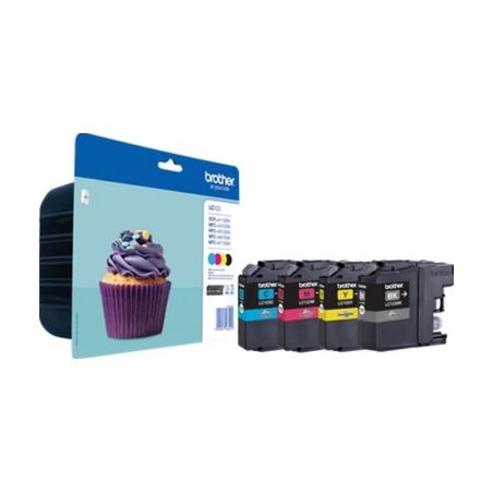 Pack 4 cartuchos de tinta originales  -  BROTHER LC123VALBPDR  -  1 negro + 1 cian + 1 magenta + 1 amarillo  -  (LC-123VALBPDR)