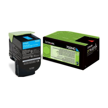 Toner original  -  LEXMARK 702HC  -  cian  -  (70C2HC0)