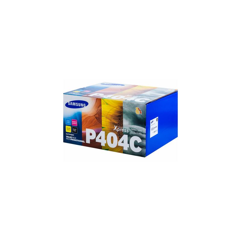 Pack de 4 toners originales  -  SAMSUNG P404C  -  1 negro + 1 cian + 1 magenta + 1 amarillo  -  (CLT-P404C)