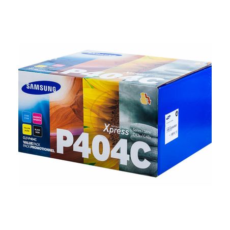 Pack de 4 toners originales  -  SAMSUNG P404C  -  1 negro + 1 cian + 1 magenta + 1 amarillo  -  (CLT-P404C)