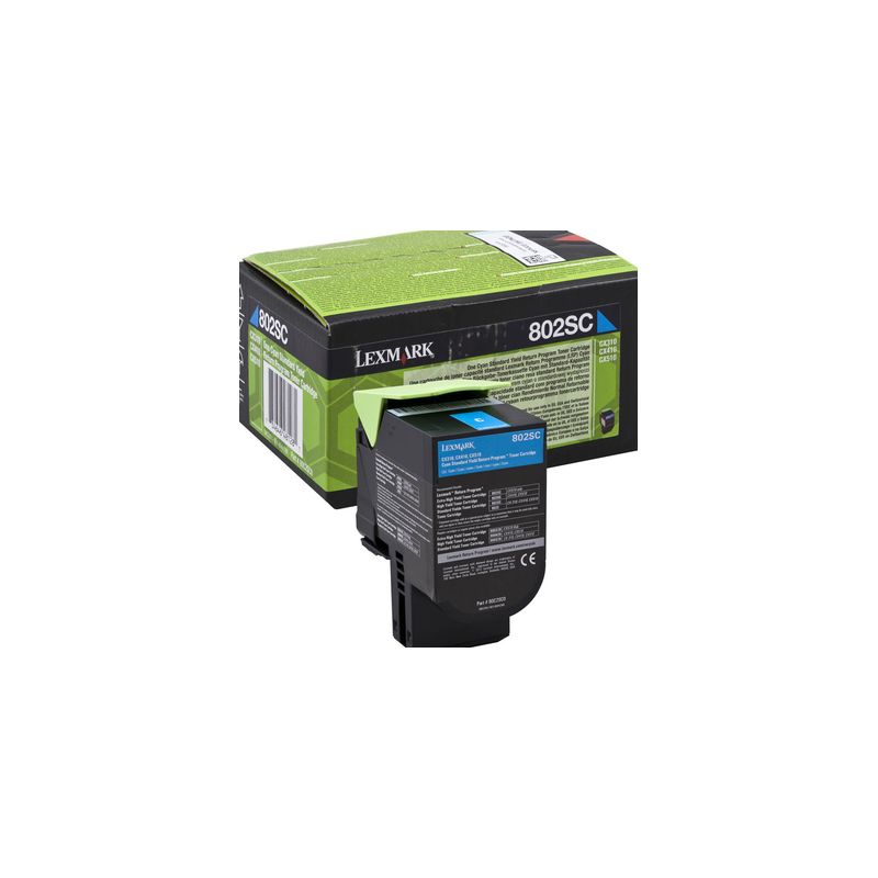 Toner original  -  LEXMARK 802SC  -  cian  -  (80C2SC0)