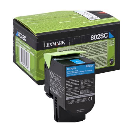 Toner original  -  LEXMARK 802SC  -  cian  -  (80C2SC0)