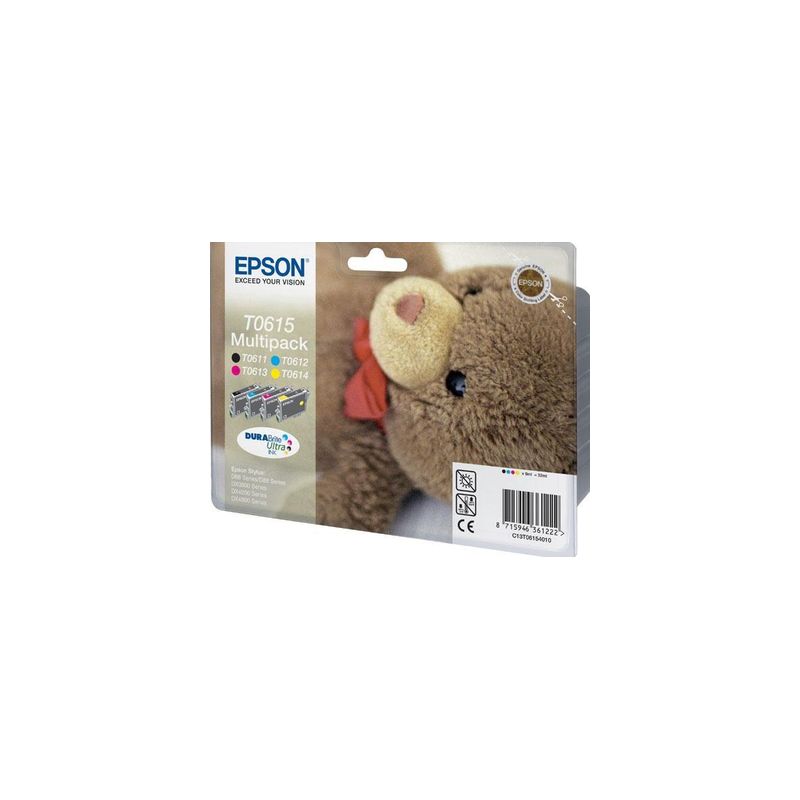 Pack de 4 cartuchos de tinta originales  -  EPSON T0615  -  1 negro + 1 cian + 1 magenta + 1 amarillo  -  (C13T06154010)