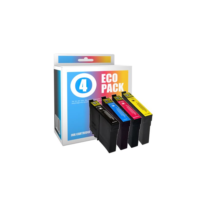 Pack 4 cartuchos de tinta compatibles  -  EPSON 16XL  -  1 negro + 1 cian + 1 magenta + 1 amarillo  -  (C13T16364010)  -  gran c