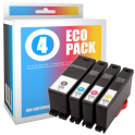 Pack de 4 cartuchos de tinta compatibles  -  LEXMARK 100XL  -  1 negro + 1 cian + 1 magenta + 1 amarillo  -  (14N1921E)  -  gran