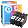 Pack de 4 cartuchos de tinta compatibles  -  LEXMARK 100XL  -  1 negro + 1 cian + 1 magenta + 1 amarillo  -  (14N1921E)  -  gran