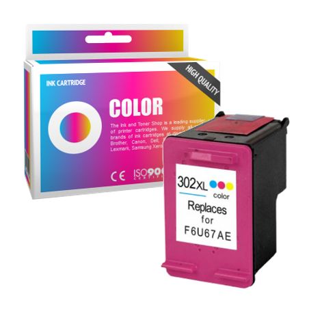 Cartucho de tinta compatible  -  HP 302XL  -  color  -  (F6U67AE)  -  gran capacidad