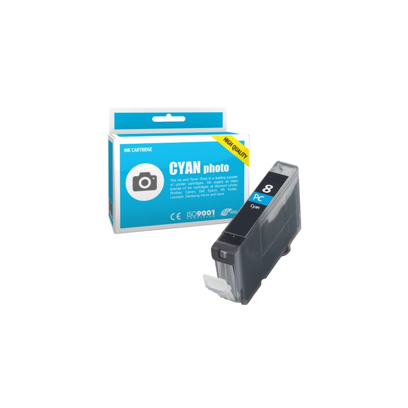 Cartucho de tinta compatible  -  CANON 8 PC / CLI8PC  -  cian foto  -  (0624B001)