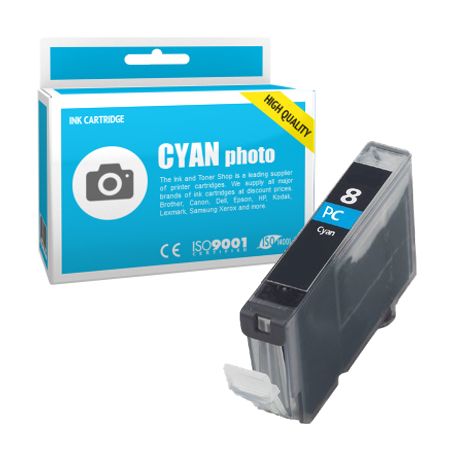 Cartucho de tinta compatible  -  CANON 8 PC / CLI8PC  -  cian foto  -  (0624B001)