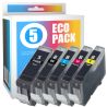 Pack de 5 cartuchos de tinta compatibles  -  CANON PGI5BK + CLI8BK + CLI8C + CLI8M + CLI8Y  -  2 negro + 1 cian + 1 magenta + 1 