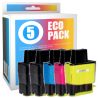 Pack de 5 cartuchos de tinta compatibles  -  BROTHER LC900 / LC41 / LC47  -  2 negro + 1 cian + 1 magenta + 1 amarillo  -  (LC90