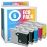 Pack de 5 cartuchos de tinta compatibles  -  BROTHER LC970  -  2 negro + 1 cian + 1 magenta + 1 amarillo  -  (LC970VAL)