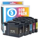 Pack de 5 cartuchos de tinta compatibles  -  BROTHER Pack LC1280XL  -  2 negro + 1 cian + 1 magenta + 1 amarillo  -  (LC1280XLVA