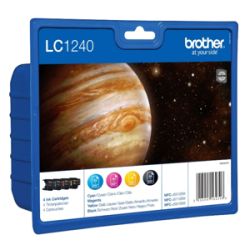 Pack de 4 cartuchos de tinta originales  -  BROTHER LC1240  -  1 negro + 1 cian + 1 magenta + 1 amarillo  -  (LC1240VALBP)