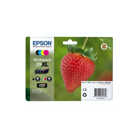 Pack de 4 cartuchos de tinta originales  -  EPSON 29XL  -  1 negro + 1 cian + 1 magenta + 1 amarillo  -  (C13T29964012)  -  gran