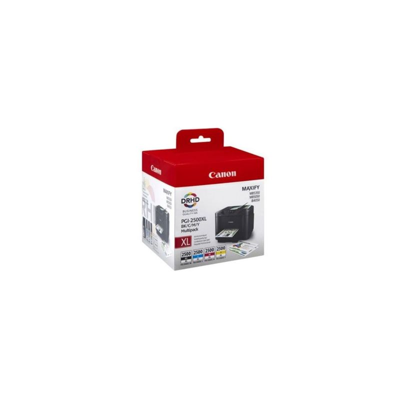 Pack de 4 cartuchos de tinta originales  -  CANON PGI2500XL  -  1 negro + 1 cian + 1 magenta + 1 amarillo  -  (9254B004)  -  gra