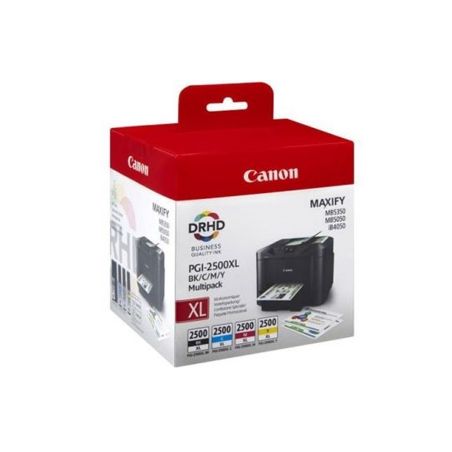 Pack de 4 cartuchos de tinta originales  -  CANON PGI2500XL  -  1 negro + 1 cian + 1 magenta + 1 amarillo  -  (9254B004)  -  gra