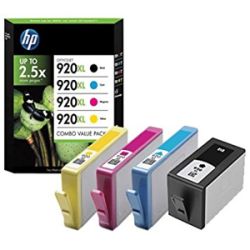 Pack de 4 cartuchos de tinta originales  -  HP 920XL  -  1 negro + 1 cian + 1 magenta + 1 amarillo  -  (C2N92AE)