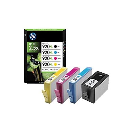 Pack de 4 cartuchos de tinta originales  -  HP 920XL  -  1 negro + 1 cian + 1 magenta + 1 amarillo  -  (C2N92AE)