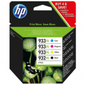 Pack de 4 cartuchos de tinta originales  -  HP 932XLBK + HP 933XLC + HP 933XLM + HP 933XLY  -  1 negro + 1 cian + 1 magenta + 1 