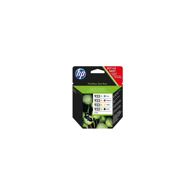 Pack de 4 cartuchos de tinta originales  -  HP 932XLBK + HP 933XLC + HP 933XLM + HP 933XLY  -  1 negro + 1 cian + 1 magenta + 1 