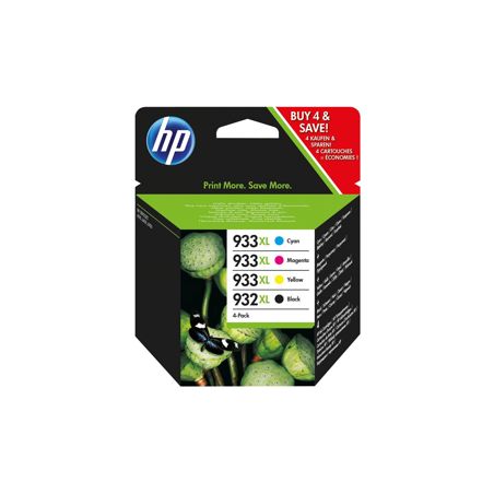 Pack de 4 cartuchos de tinta originales  -  HP 932XLBK + HP 933XLC + HP 933XLM + HP 933XLY  -  1 negro + 1 cian + 1 magenta + 1 