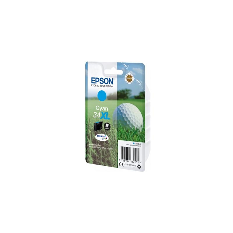 Cartucho de tinta original  -  EPSON 34XL  -  cian  -  (C13T34724010)  -  gran capacidad