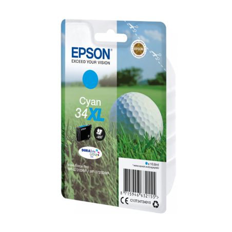 Cartucho de tinta original  -  EPSON 34XL  -  cian  -  (C13T34724010)  -  gran capacidad