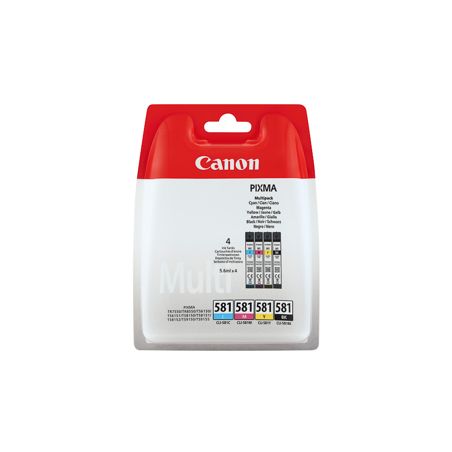 Pack de 4  cartuchos de tinta originales  -  CANON CLI 581  -  1 negro + 1 cian + 1 magenta + 1 amarillo  -  (2103C004)