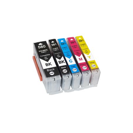 Pack 5 Cartuchos de tinta compatibles  -  CANON PGI 580 PGBK XXL + CLI 581 BK XXL+ CLI 581 C XXL + CLI 581 M XXL + CLI 581 Y XXL