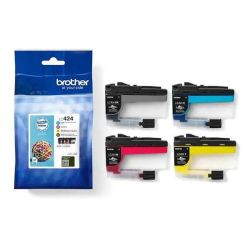 Pack de 4 cartuchos de tinta originales  -  BROTHER LC424VAL  -  1 negro + 1 cian + 1 magenta + 1 amarillo  -  (LC424VAL)