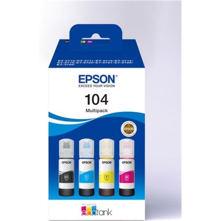 Epson 104 Pack de 4 Botellas de Tinta Originales - C13T00P640