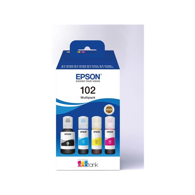 Epson 102 Pack de 4 Botellas de Tinta Originales - C13T03R640