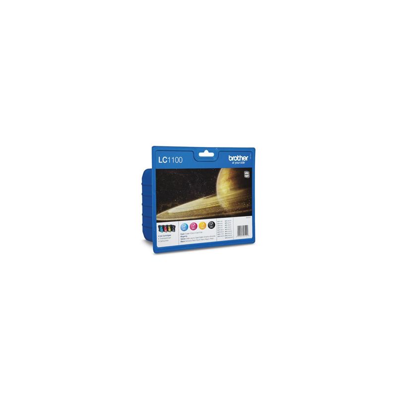 Pack de 4 cartuchos de tinta originales  -  BROTHER LC1100  -  1 negro + 1 cian + 1 magenta + 1 amarillo  -  (LC1100VALBP)
