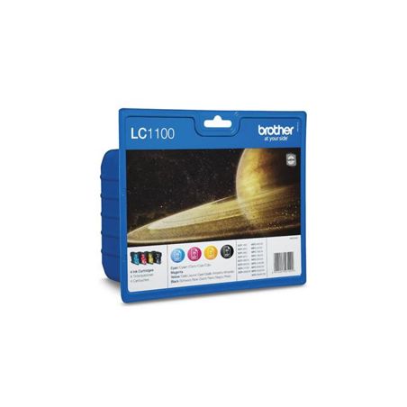 Pack de 4 cartuchos de tinta originales  -  BROTHER LC1100  -  1 negro + 1 cian + 1 magenta + 1 amarillo  -  (LC1100VALBP)