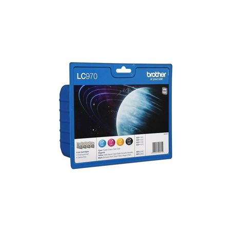 Pack de 4 cartuchos de tinta originales  -  BROTHER LC970  -  1 negro + 1 cian + 1 magenta + 1 amarillo  -  (LC970VAL)