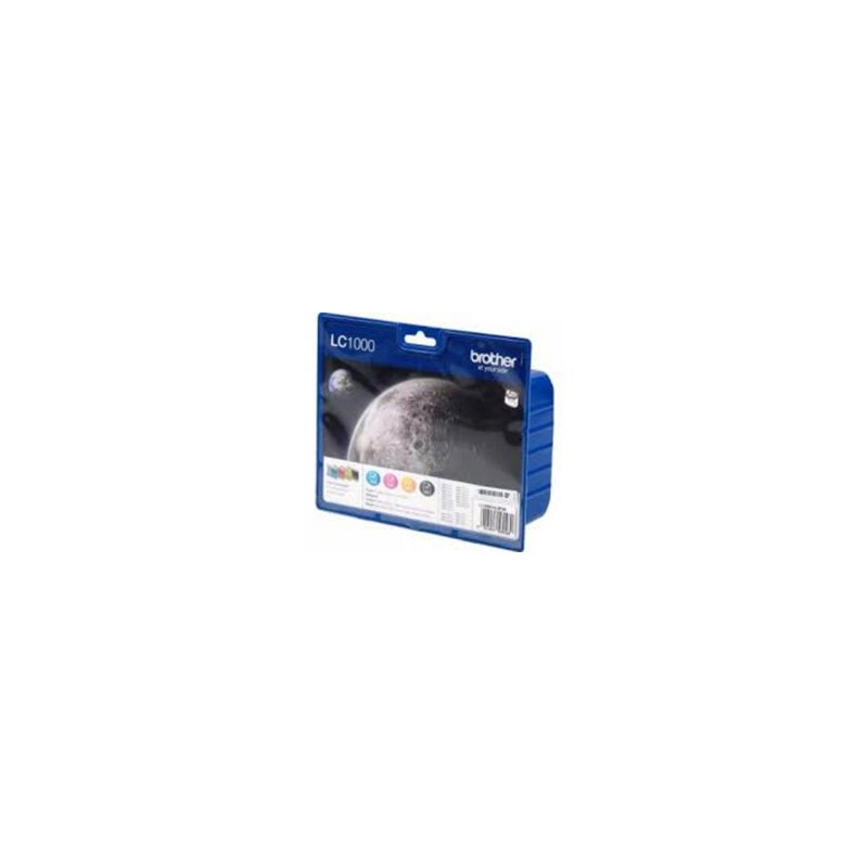 Pack de 4 cartuchos de tinta originales  -  BROTHER LC1000  -  1 negro + 1 cian + 1 magenta + 1 amarillo  -  (LC1000VAL)
