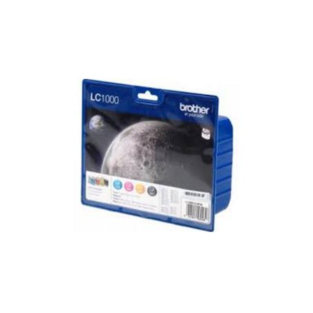 Pack de 4 cartuchos de tinta originales  -  BROTHER LC1000  -  1 negro + 1 cian + 1 magenta + 1 amarillo  -  (LC1000VAL)
