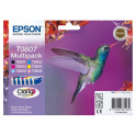 Pack 6 cartuchos de tinta originales  -  EPSON T0807  -  1 negro + 1 cian + 1 magenta + 1 amarillo + 1 cian claro + 1 magenta cl