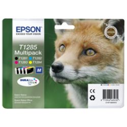 Pack de 4 cartuchos de tinta originales  -  EPSON T1285  -  1 negro + 1 cian + 1 magenta + 1 amarillo  -  (C13T12854012)
