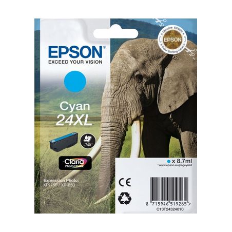 Cartucho de tinta original  -  EPSON 24XL  -  cian  -  (C13T24324012)  -  gran capacidad