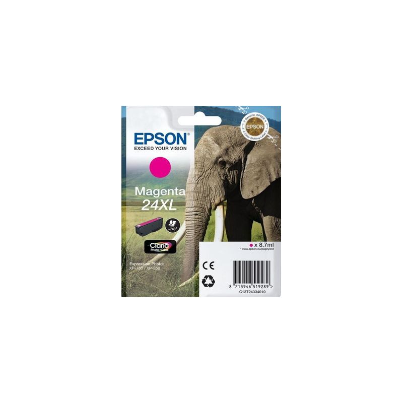 Cartucho de tinta original  -  EPSON 24XL  -  magenta  -  (C13T24334012)  -  gran capacidad