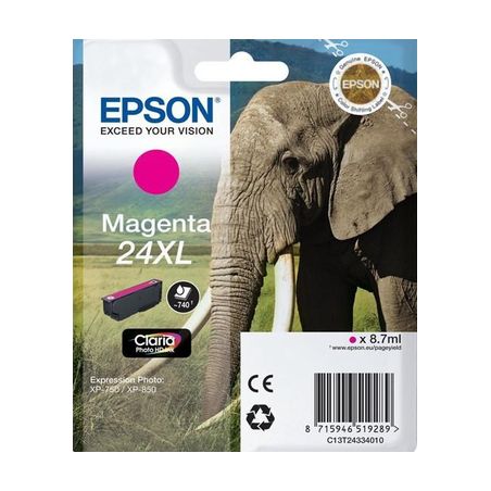 Cartucho de tinta original  -  EPSON 24XL  -  magenta  -  (C13T24334012)  -  gran capacidad