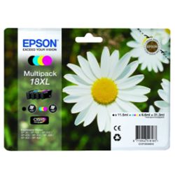 Pack de 4 cartuchos de tinta originales  -  EPSON 18XL  -  1 negro + 1 cian + 1 magenta + 1 amarillo  -  (C13T18164012)  -  gran