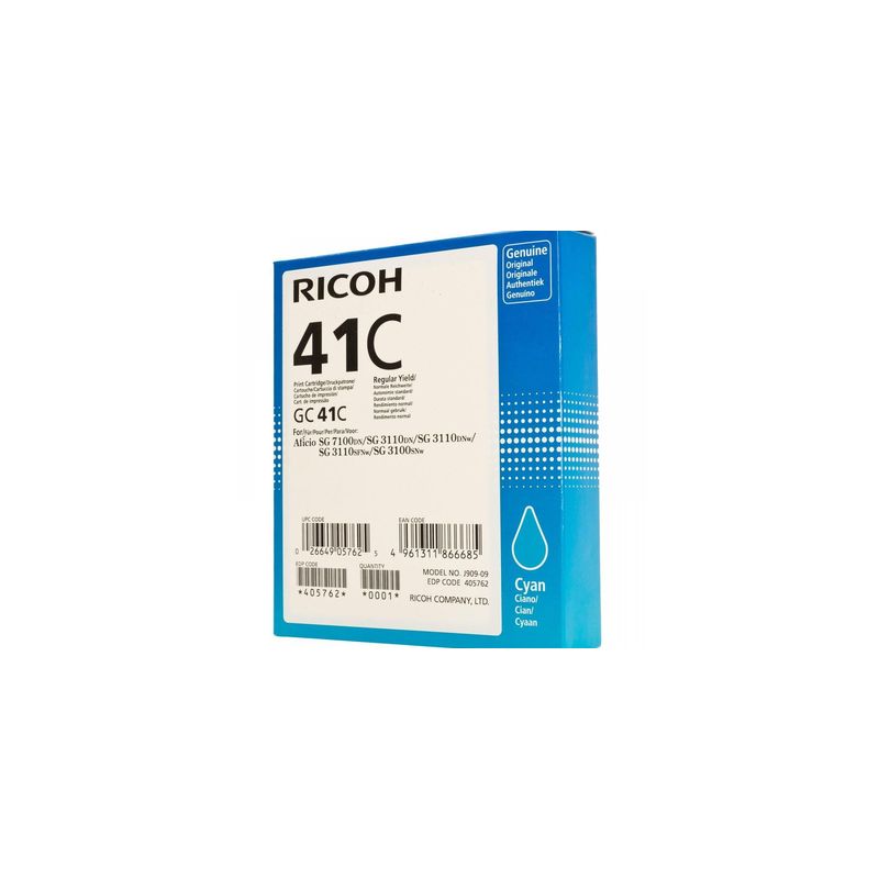 Cartucho de tinta original  -  RICOH GC-41 C  -  cian  -  (405762)