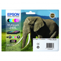 Pack de 6 cartuchos de tinta originales  -  EPSON 24XL  -  1 negro + 1 cian + 1 magenta + 1 amarillo + 1 cian claro + 1 magenta claro  -  (C13T24384011)