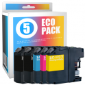 Pack 5 cartuchos de tinta compatibles  -  BROTHER LC123VALBPDR  -  2 negro + 1 cian + 1 magenta + 1 amarillo  -  (LC-123VALBPDR)