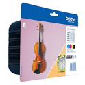 Pack de 4 cartuchos de tinta originales  -  BROTHER LC127XLBK + LC125XLC + LC125XLM + LC125XLY  -  1 negro + 1 cian + 1 magenta + 1 amarillo  -  (LC127XLVALBPDR)  -  gran capacidad