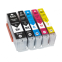 Pack 5 Cartuchos de tinta compatibles  -  CANON PGI 580 PGBK XXL + CLI 581 BK XXL+ CLI 581 C XXL + CLI 581 M XXL + CLI 581 Y XXL  -  2 negro + 1 cian + 1 magenta + 1 amarillo  -  (2078C005)  -  gran capacidad